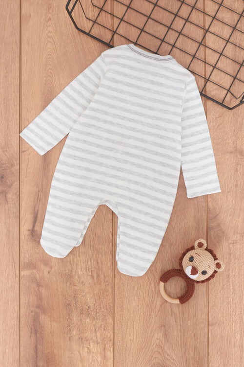 Erkek Bebek Hayvan Desenli Patikli Tulum 0-3 Yaş 14565