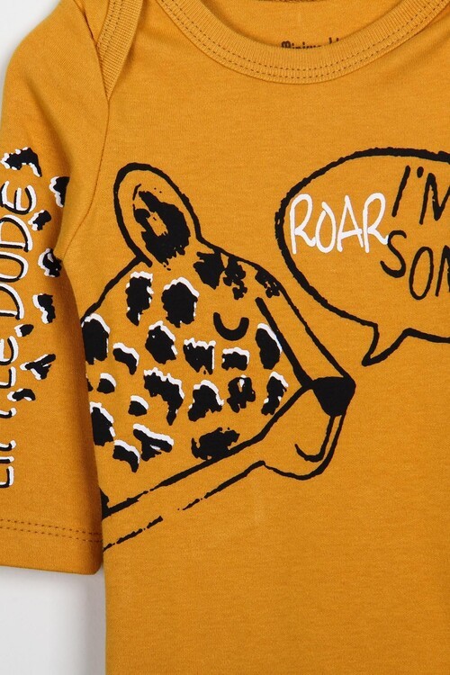 Erkek Bebek Kaplan Baskılı Çıtçıtlı Badili 3lü Takım 14568