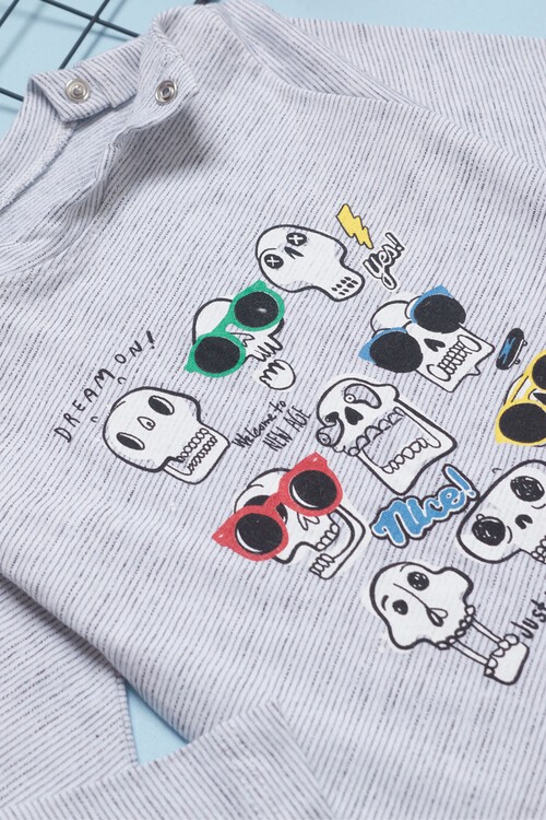 Erkek Bebek Kuru Kafa Baskılı Yelekli 3lü Eşofman Takımı 14578