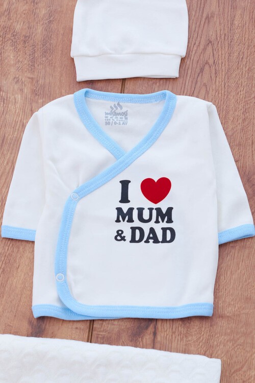 Erkek Bebek Mavi Yazı Baskı 10lu Hastane Çıkışı 13305