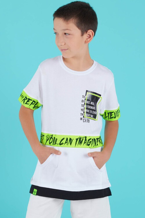 Erkek Çocuk Arkası Baskılı Tshirt 9-13 Yaş 14022