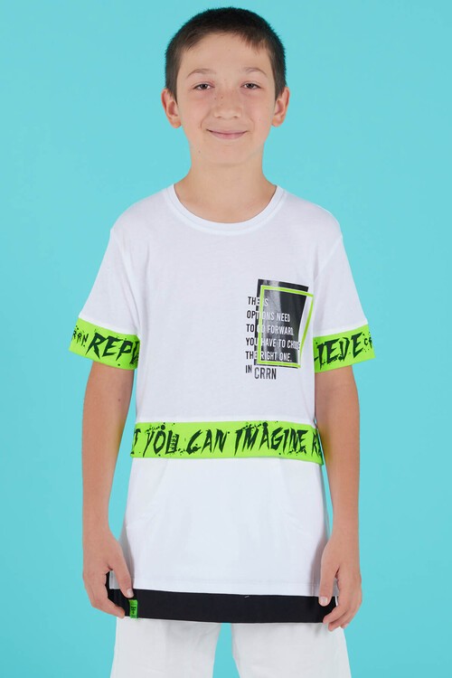 Erkek Çocuk Arkası Baskılı Tshirt 9-13 Yaş 14022