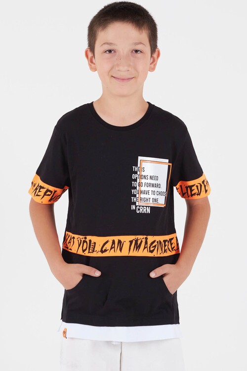 Erkek Çocuk Arkası Baskılı Tshirt 9-13 Yaş 14022