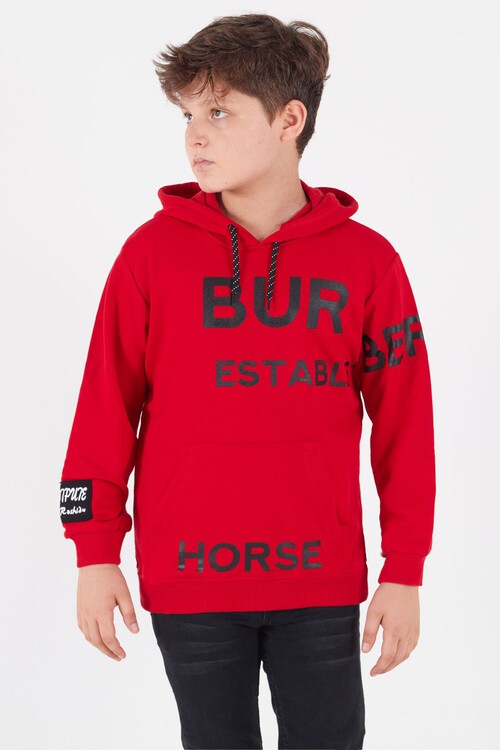 Erkek Çocuk Baskılı Kapşonlu Sweatshirt 9-13 Yaş 14150