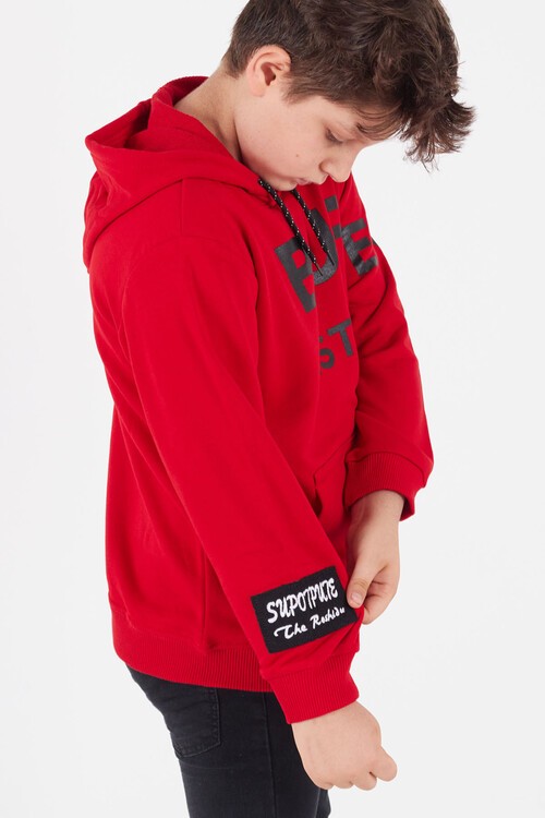Erkek Çocuk Baskılı Kapşonlu Sweatshirt 9-13 Yaş 14150