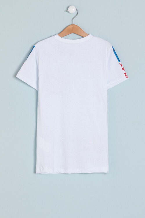 Erkek Çocuk Beyaz Cep Detaylı 3-9 Yaş T-Shirt 6210-1