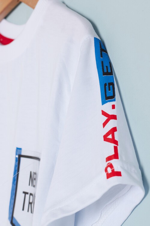 Erkek Çocuk Beyaz Cep Detaylı 3-9 Yaş T-Shirt 6210-1