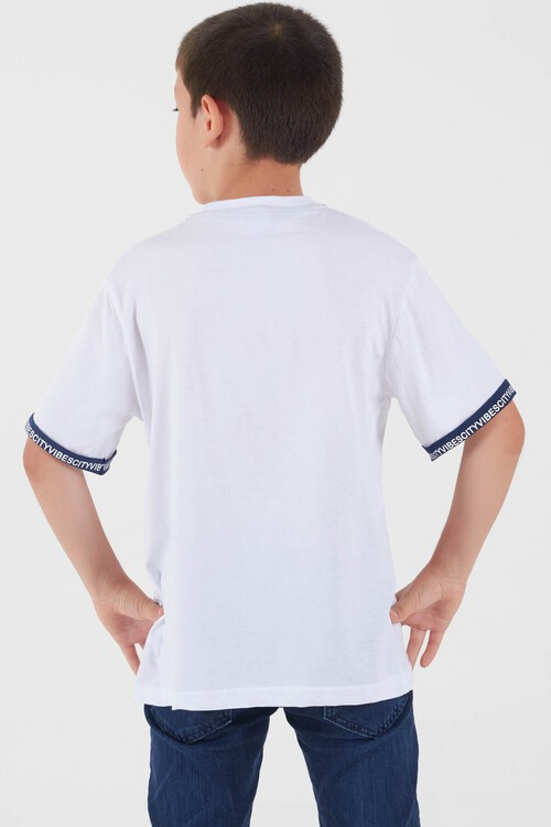 Erkek Çocuk Beyaz Resim Baskı 8-13 Yaş T-Shirt 6304