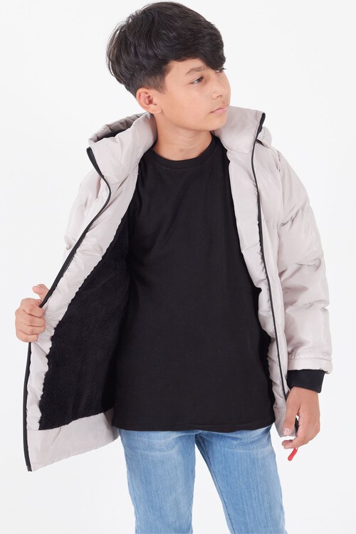 Erkek Çocuk Mont BLN Dream Baskılı Kapşonlu Şişme Mont 14541