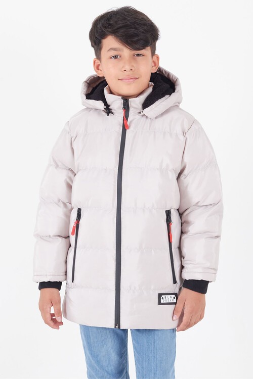 Erkek Çocuk Mont BLN Dream Baskılı Kapşonlu Şişme Mont 14541