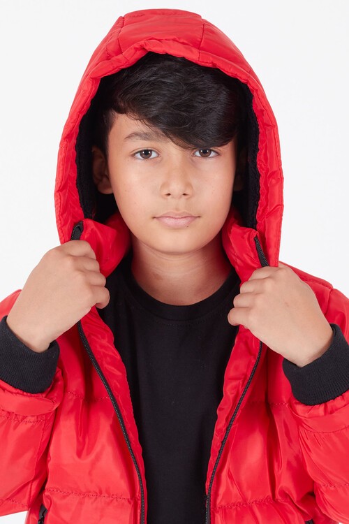 Erkek Çocuk Mont BLN Dream Baskılı Kapşonlu Şişme Mont 14541