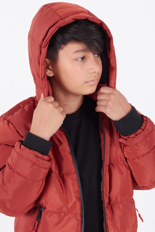 Erkek Çocuk Mont BLN Dream Baskılı Kapşonlu Şişme Mont 14541