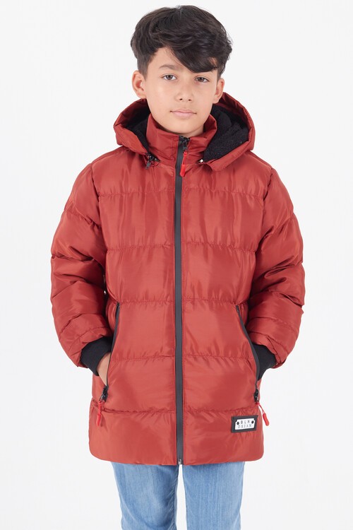 Erkek Çocuk Mont BLN Dream Baskılı Kapşonlu Şişme Mont 14541