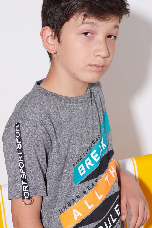 Erkek Çocuk Break Yazı Baskılı Tshirt 9-14 Yaş 14059