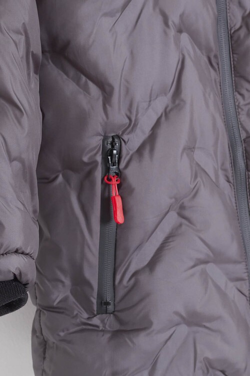 Erkek Çocuk Mont Çapraz Baskılı Kapüşonlu Şişme Mont 14539