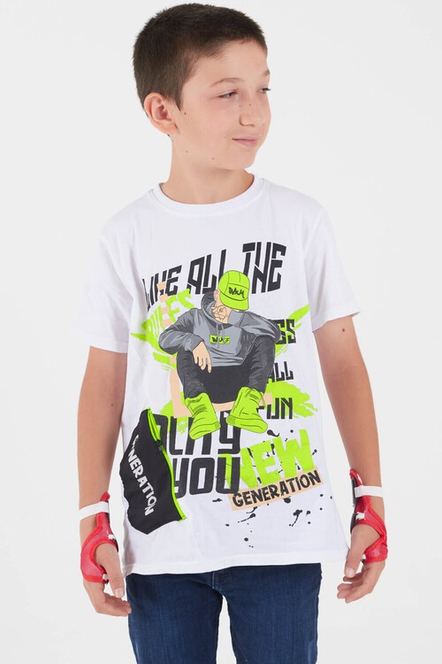 Erkek Çocuk Cepli Baskılı Tshirt 8-12 Yaş 14056