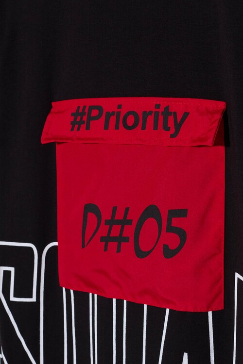 Erkek Çocuk Cepli Priority Baskılı Tshirt 8-13 Yaş 14016