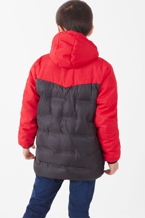 Erkek Çocuk Mont Çift Renkli Kapşonlu Şişme Mont 14542