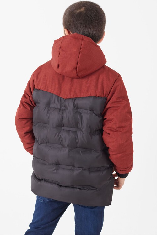 Erkek Çocuk Mont Çift Renkli Kapşonlu Şişme Mont 14542