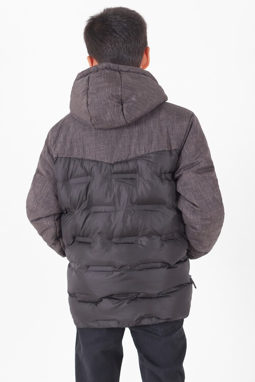 Erkek Çocuk Mont Çift Renkli Kapşonlu Şişme Mont 14542