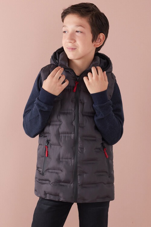 Erkek Çocuk Desenli Kapüşonlu Şişme Yelek 14582