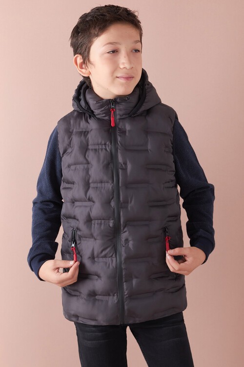 Erkek Çocuk Desenli Kapüşonlu Şişme Yelek 14582