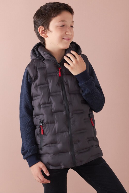 Erkek Çocuk Desenli Kapüşonlu Şişme Yelek 14582