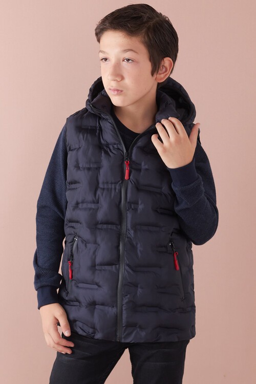 Erkek Çocuk Desenli Kapüşonlu Şişme Yelek 14582