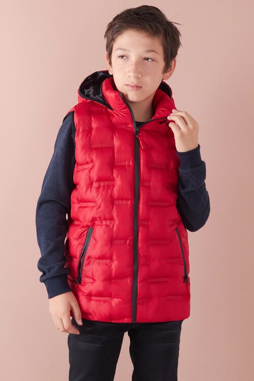 Erkek Çocuk Desenli Kapüşonlu Şişme Yelek 14582