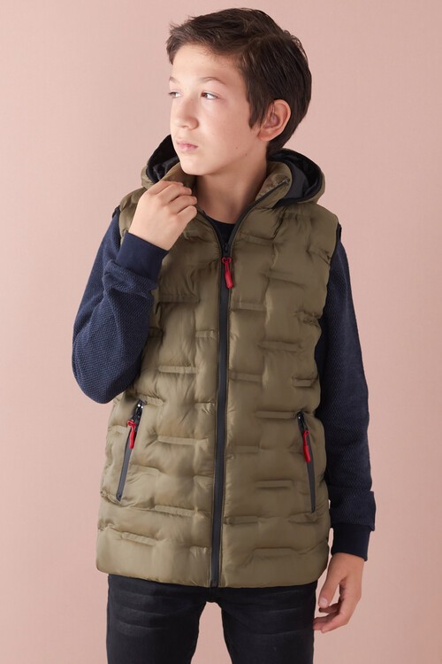 Erkek Çocuk Desenli Kapüşonlu Şişme Yelek 14582