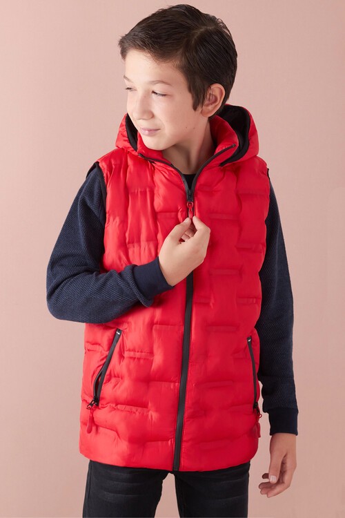 Erkek Çocuk Desenli Kapüşonlu Şişme Yelek 14582