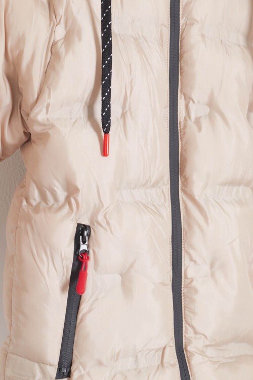 Erkek Çocuk Mont Düz Baskılı Kapşonlu Şişme Mont 14540