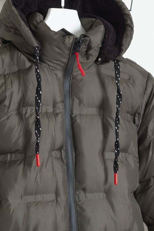 Erkek Çocuk Mont Düz Baskılı Kapşonlu Şişme Mont 14540