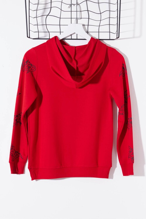 Erkek Çocuk Everything Baskılı Kapşonlu Sweatshirt 14017