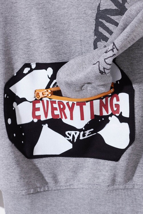 Erkek Çocuk Everything Baskılı Kapşonlu Sweatshirt 14017