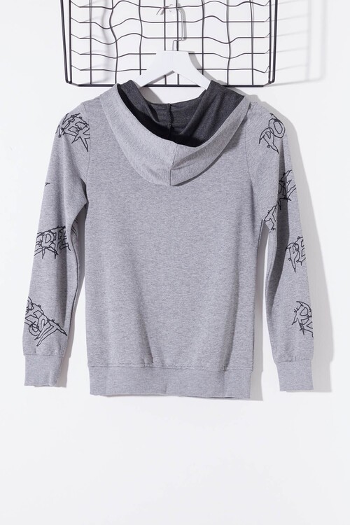 Erkek Çocuk Everything Baskılı Kapşonlu Sweatshirt 14017