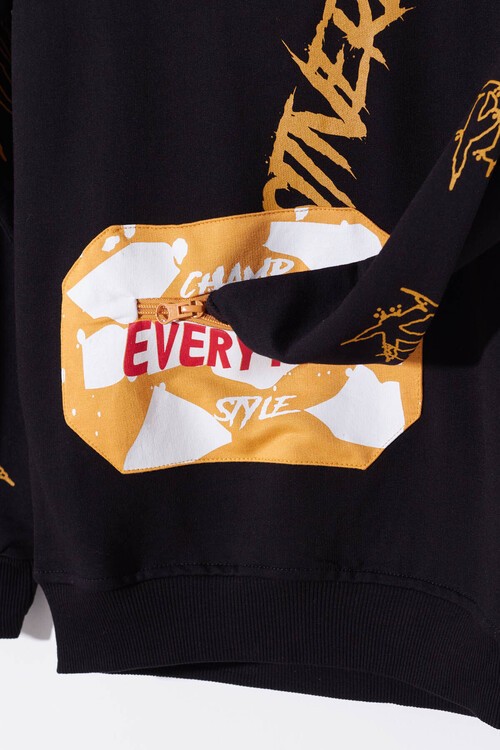Erkek Çocuk Everything Baskılı Kapşonlu Sweatshirt 14017