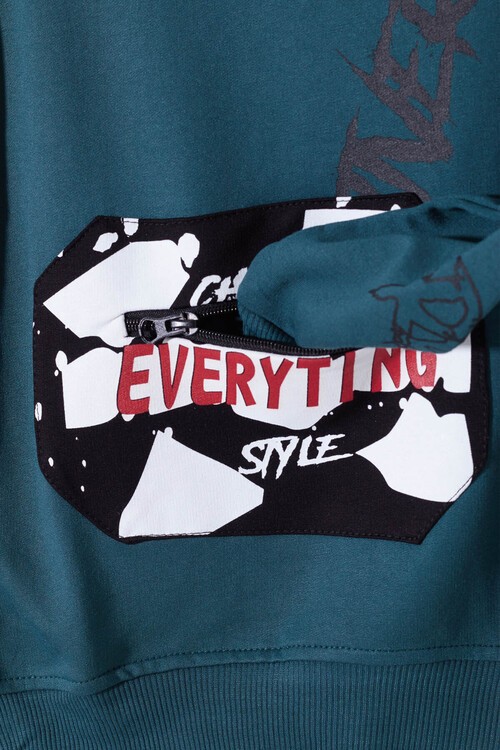 Erkek Çocuk Everything Baskılı Kapşonlu Sweatshirt 14017