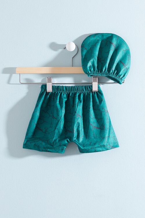 Erkek Çocuk Hulk Baskılı Mayo ve Bone 14481