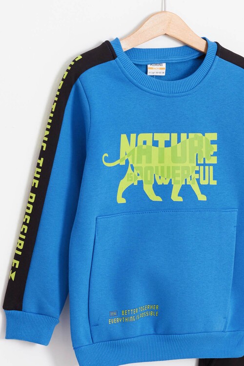 Erkek Çocuk Kaplan Baskılı Polarlı Eşofman Takım 14621