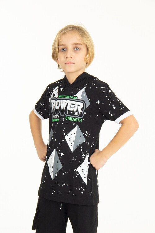 Erkek Çocuk Kapşonlu Tshirt 4-14 Yaş 14254