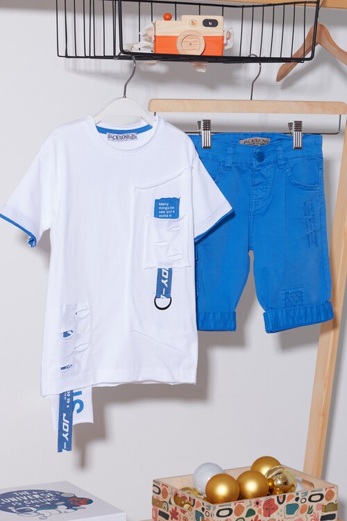 Erkek Çocuk Kesik Detaylı 2 li Takım 14106