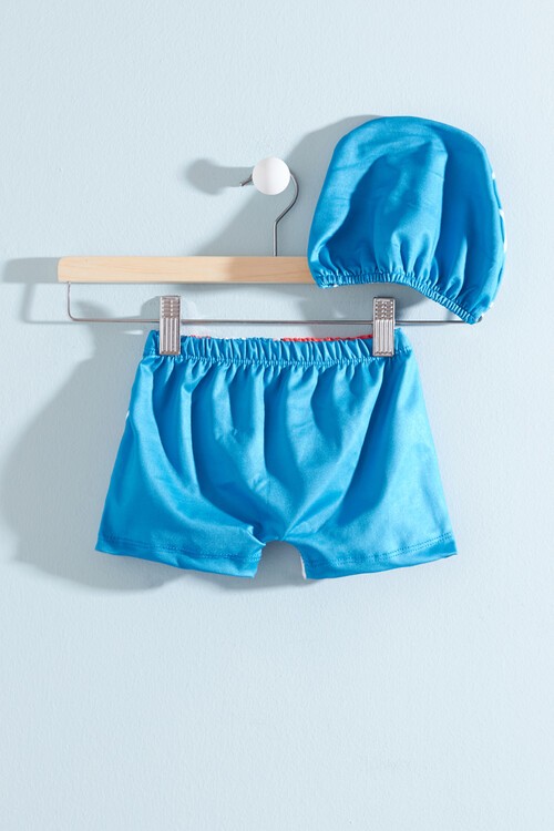 Erkek Çocuk Mavi Mayo ve Bone 14483