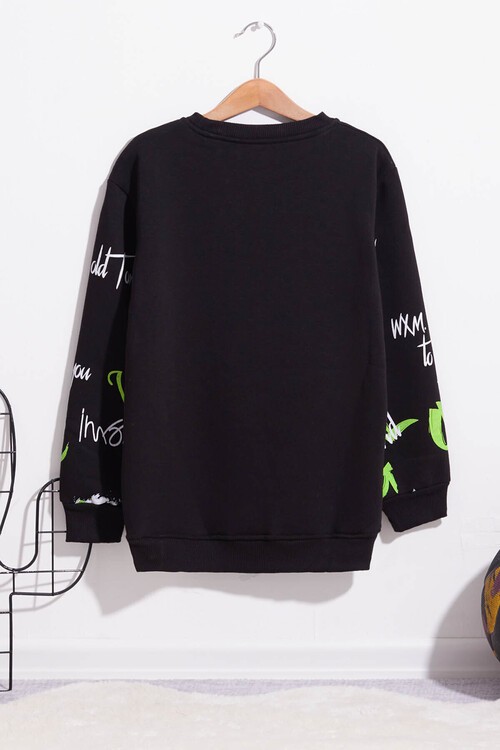 Erkek Çocuk Melanj Pano Baskılı Sweatshirt 9-14 Yaş 14035