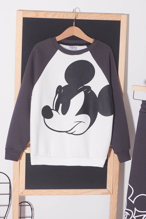 Erkek Çocuk Mickey Baskı Polarlı Kalın Eşofman Takım 14618