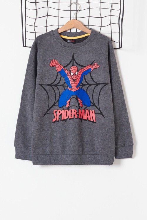 Erkek Çocuk Örümcek Baskılı Uzun Kol Sweatshirt  4-10Yaş 13360