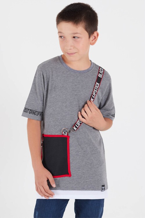 Erkek Çocuk Şerit Detaylı Tshirt 9-14 Yaş 14025