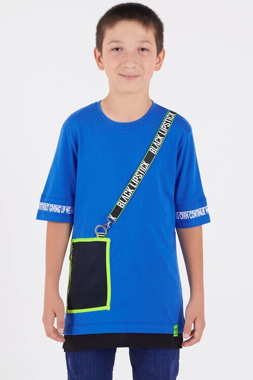 Erkek Çocuk Şerit Detaylı Tshirt 9-14 Yaş 14025