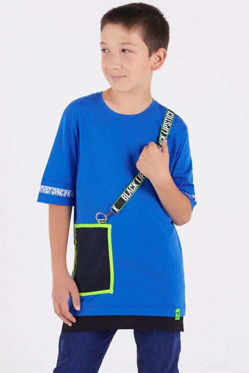 Erkek Çocuk Şerit Detaylı Tshirt 9-14 Yaş 14025