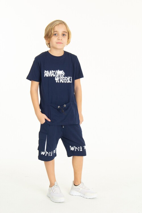 Erkek Çocuk Şortlu Takım Warrior Baskı 14527